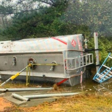 TANKER ROLLOVER AT CONROE AIRPORT