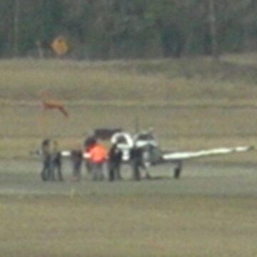 NO INJURIES AS PLANE MAKES HARD LANDING AT CONROE AIRPORT