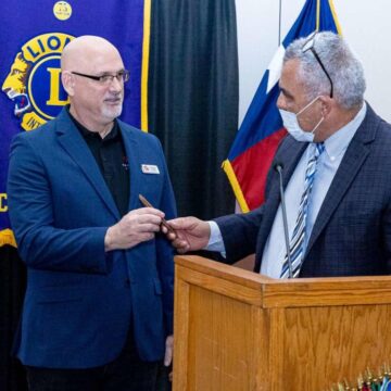 Conroe Noon Lions learn about the work of Compassion United in first meeting back after winter storm