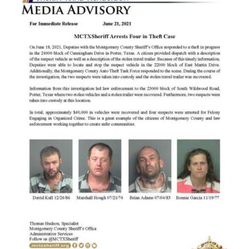 MCTXSheriff Arrests Four in Theft Case