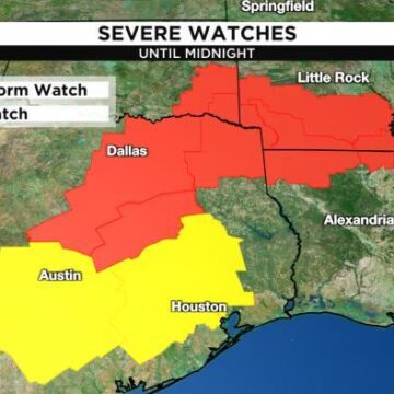 Severe Thunderstorm Watch issued for several counties including Harris, and Fort Bend until 12 a.m.