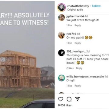 Yes, viral video of a framed house collapsing near Lake Conroe is real