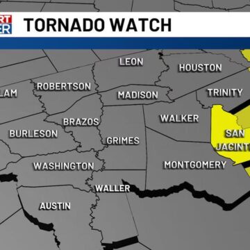 Tornado Watch for San Jacinto County as storm system exits